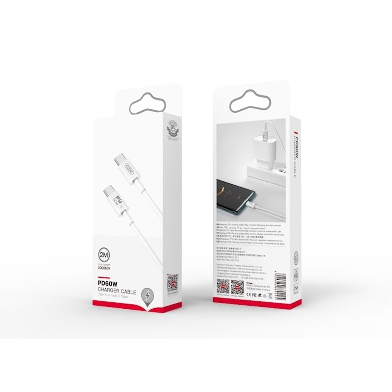 STAR LEO’S USB-C to USB-C Cable, Fast Charging, 2m Length, White (60W Cable) - Image 3