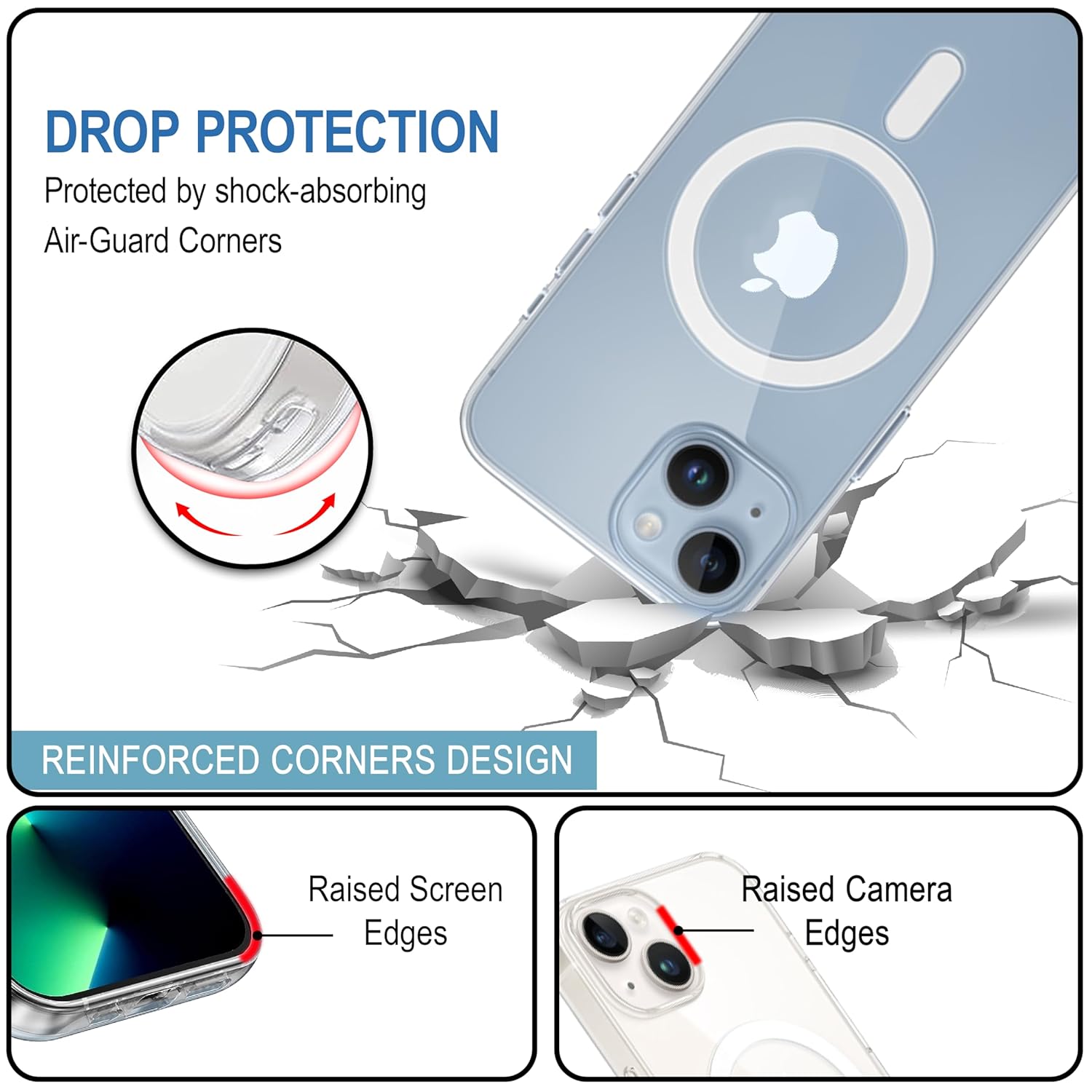 CEDO Magfit Cover for iPhone 13/14 | Mag-Safe Wireless Charging | Designed with Magnetic Lock Shockproof Phone Bumper Transparent Back Case Cover (Transparent) - Image 2